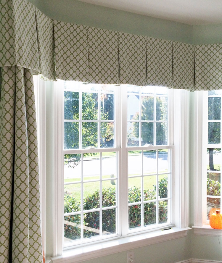 Box Pleat Valance Trellis Print Tonal Palette Custom Treatment