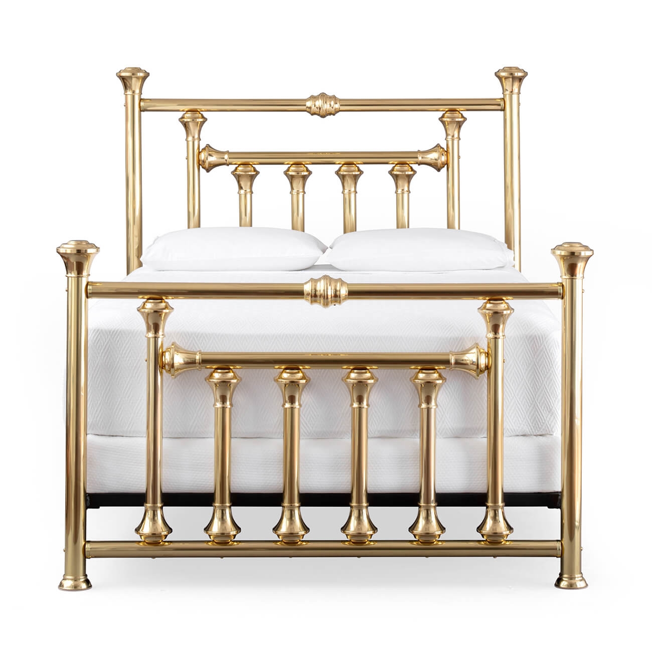 Brass Bed Gold Victorian Polished with Turned Posts