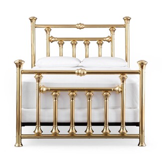 Brass Bed Gold Victorian Polished with Turned Posts