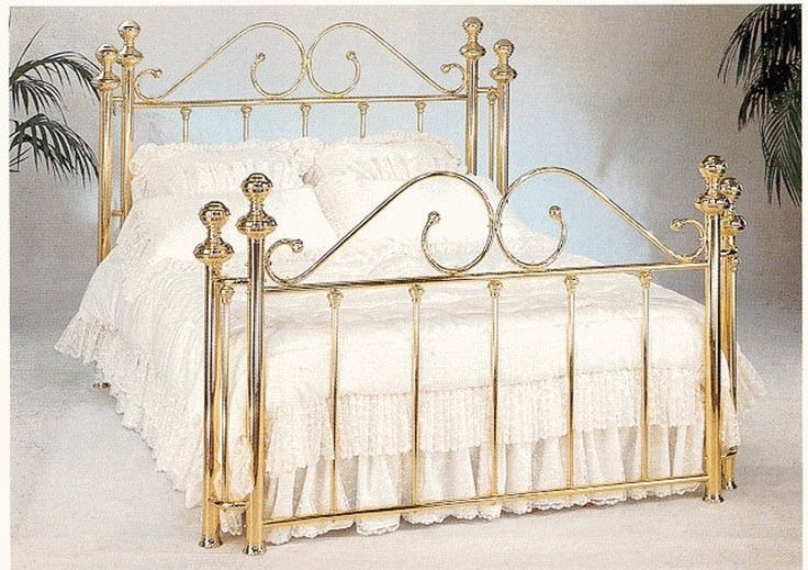 Brass Bed Traditional with Scrolled Curved Top Rails