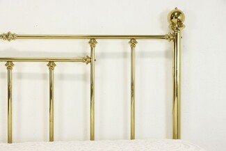 Brass Bed Victorian Headboard with Sphere Finials Polished