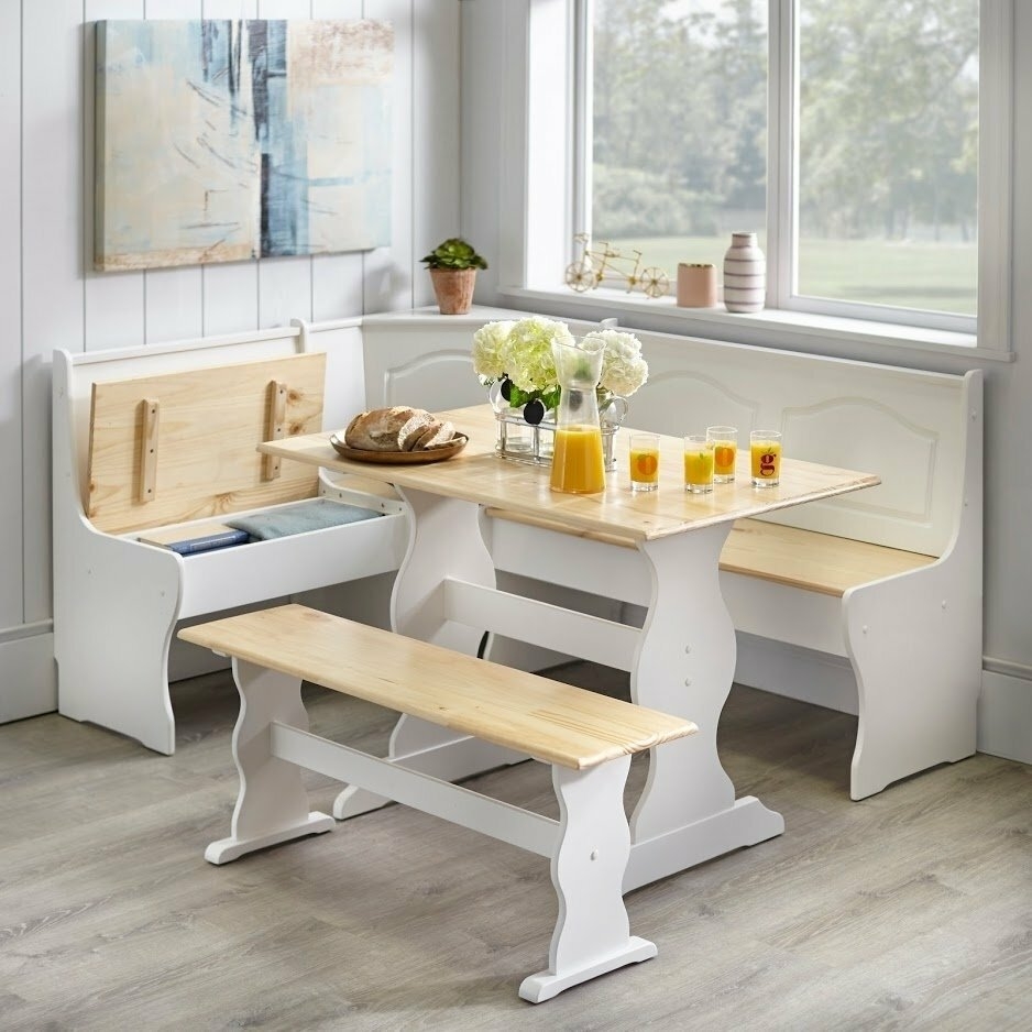 Breakfast Nook Set Featuring Lift-Top Storage Bench