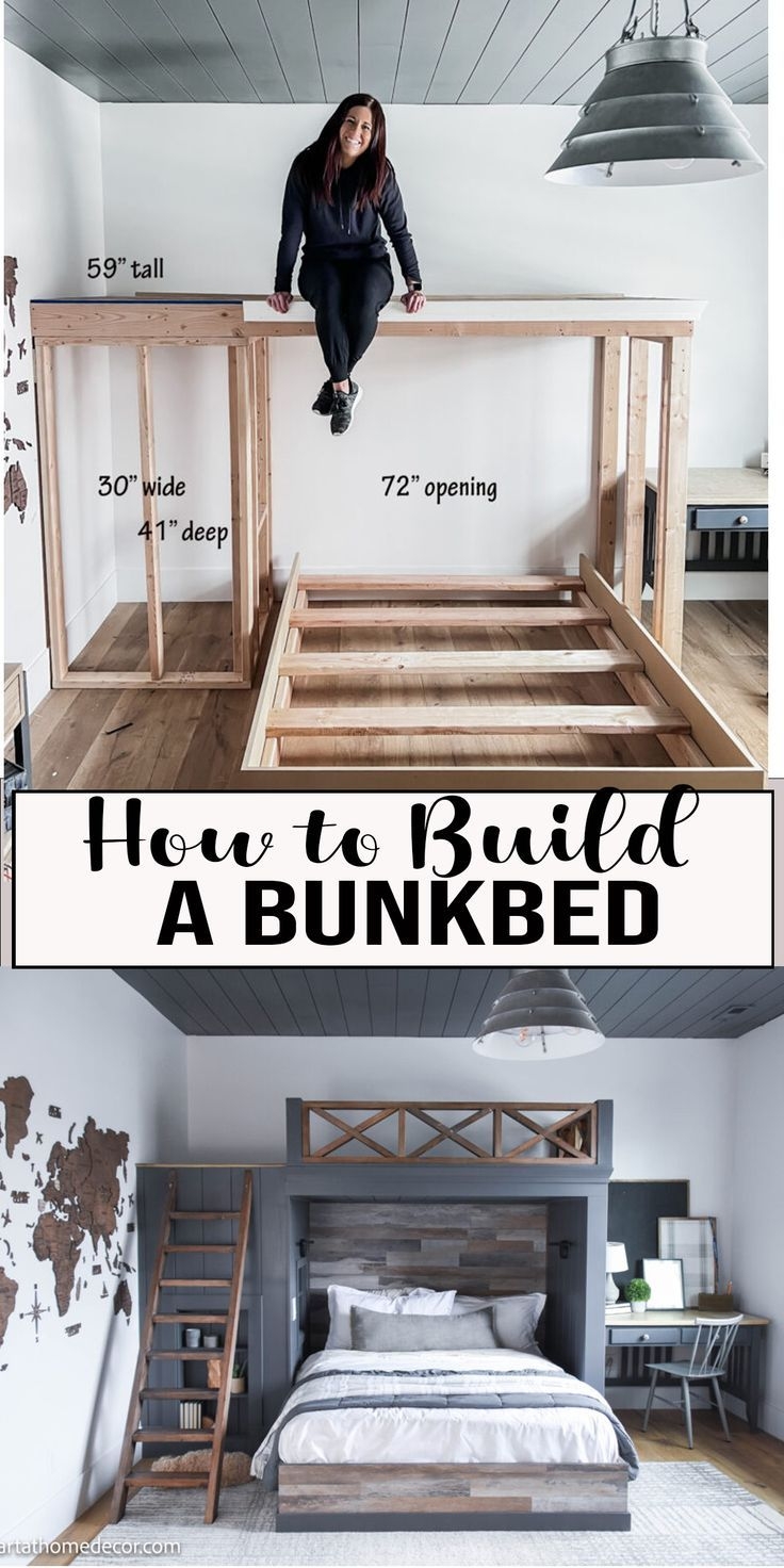 Built-in Bunk Bed X-brace Railing Space Saving Bed