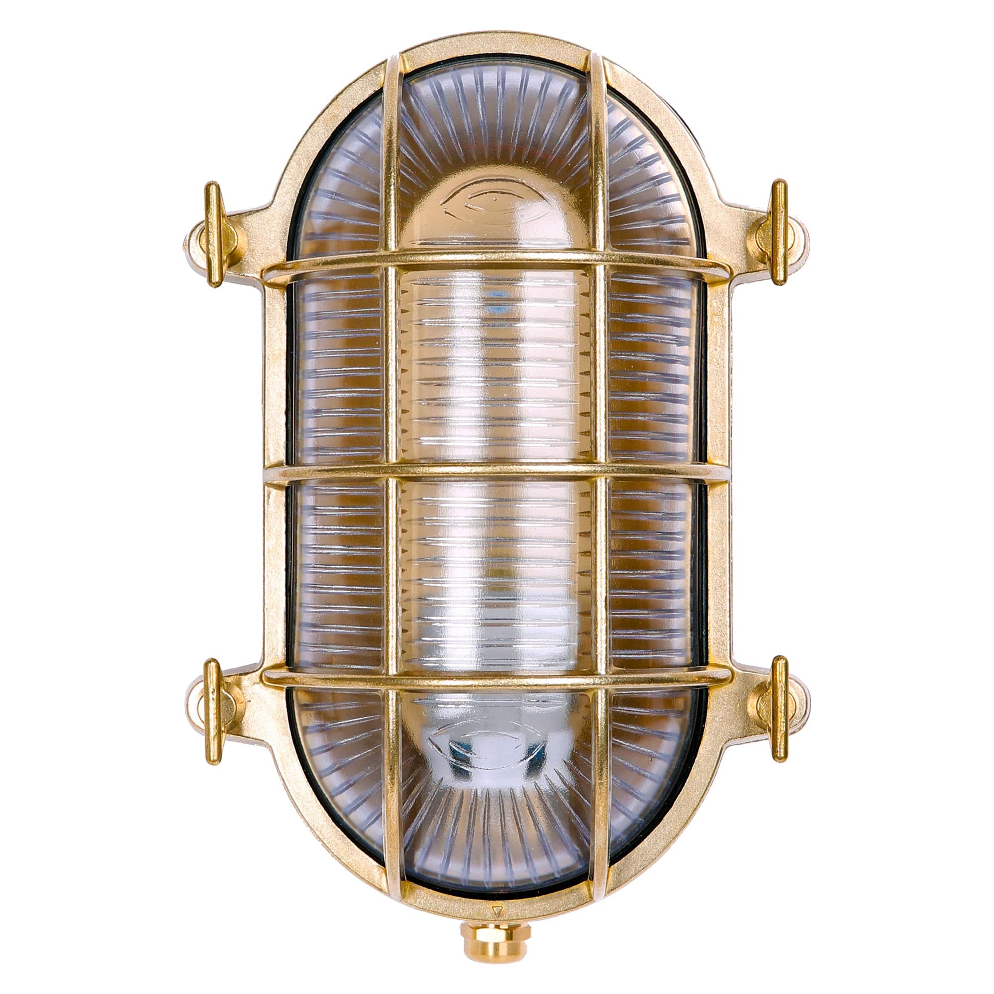 Bulkhead Light Pill Shaped Ribbed Glass Metallic Lamp