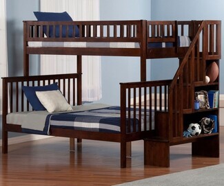 Bunk Bed Antique Walnut Twin Over Full Mission Slats