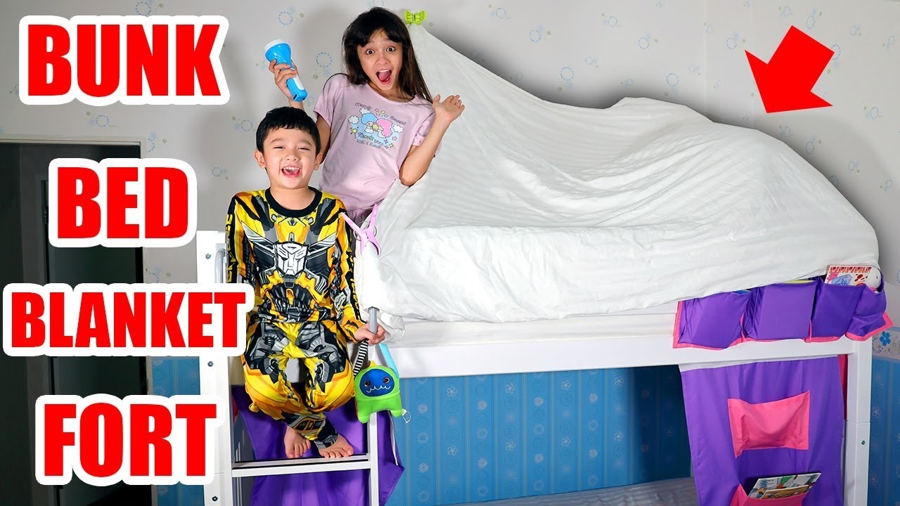 Bunk Bed Draped Fabric Canopy and Pink Storage Organizers