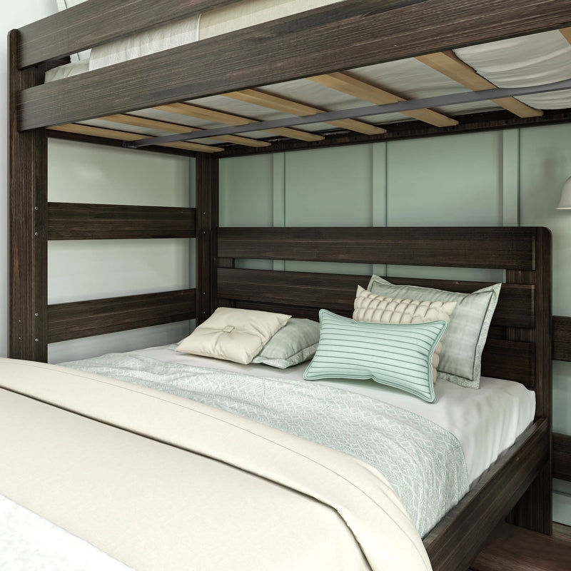 Bunk Bed Espresso Wood Finish L-shaped Design Queen