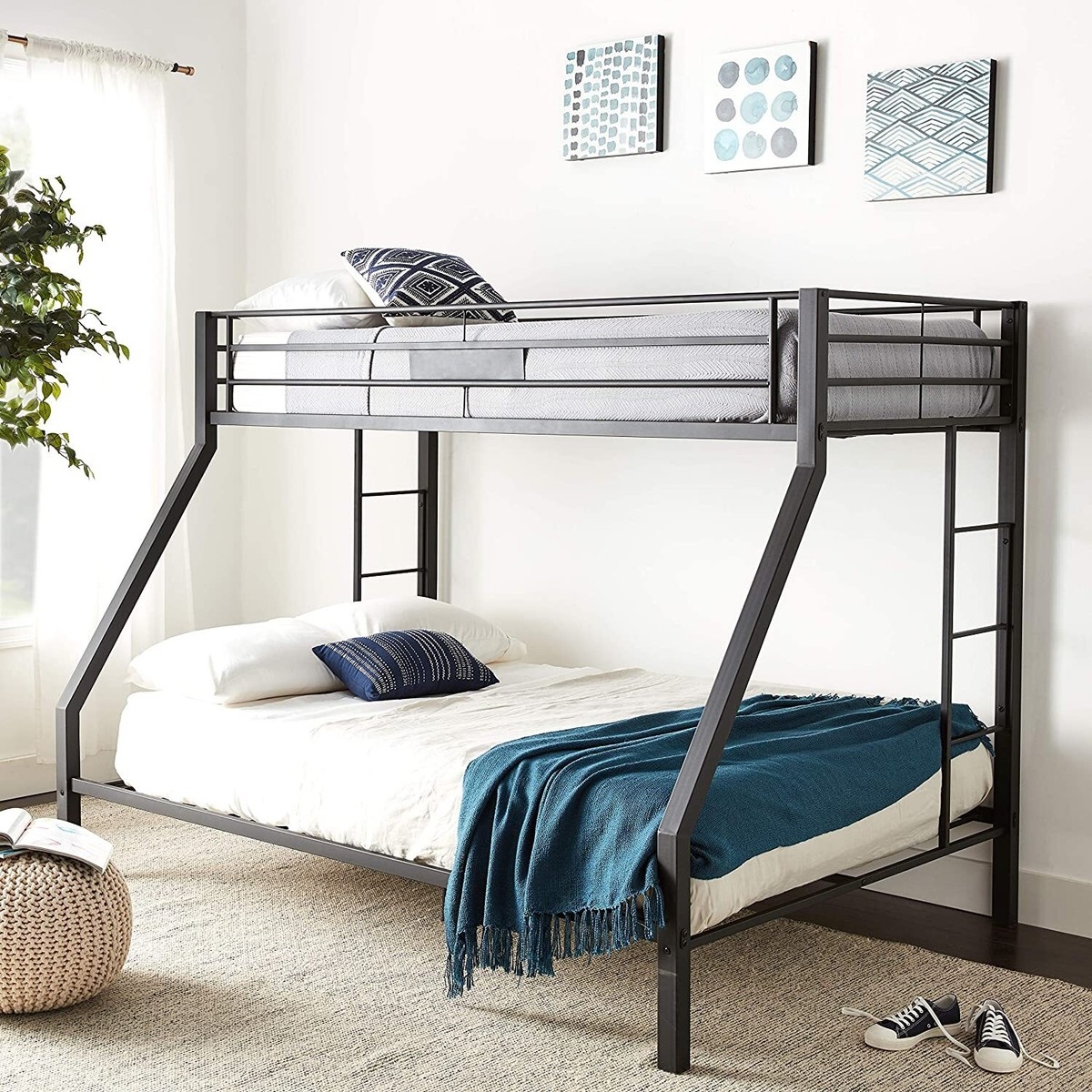 Bunk Bed Heavy Duty Metal Slanted Frame XL Twin Bed