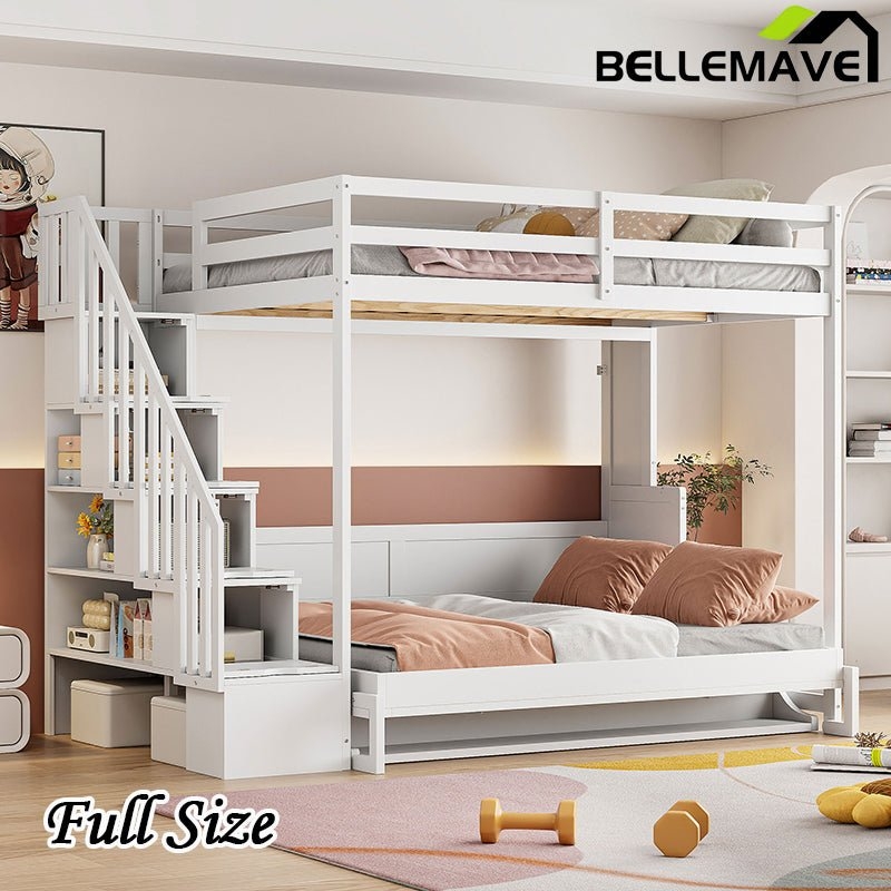 Bunk Bed Hydraulic Lift and Solid Integrated Staircase Storage