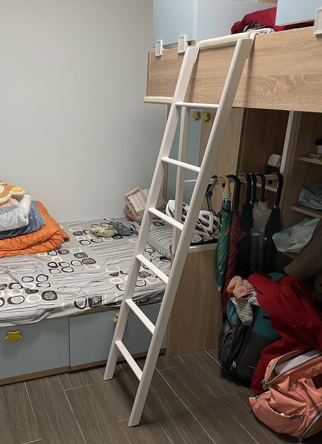 Bunk Bed Ladder White Metal Hook Attachment Five Rung