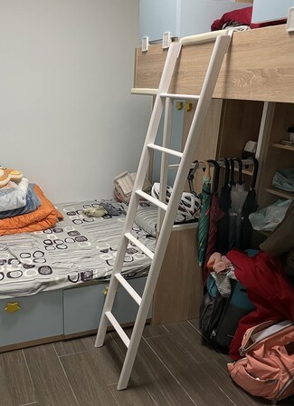 Bunk Bed Ladder White Metal Hook Attachment Five Rung