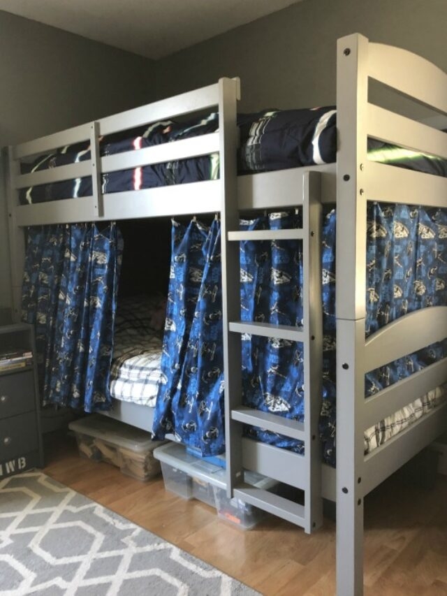 Bunk Bed Privacy Curtains and Matte Grey Finish Structure