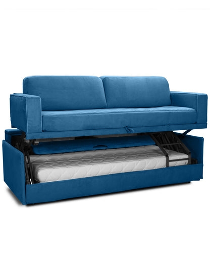 Bunk Bed Sofa Royal Blue Boxy Armrests Design.