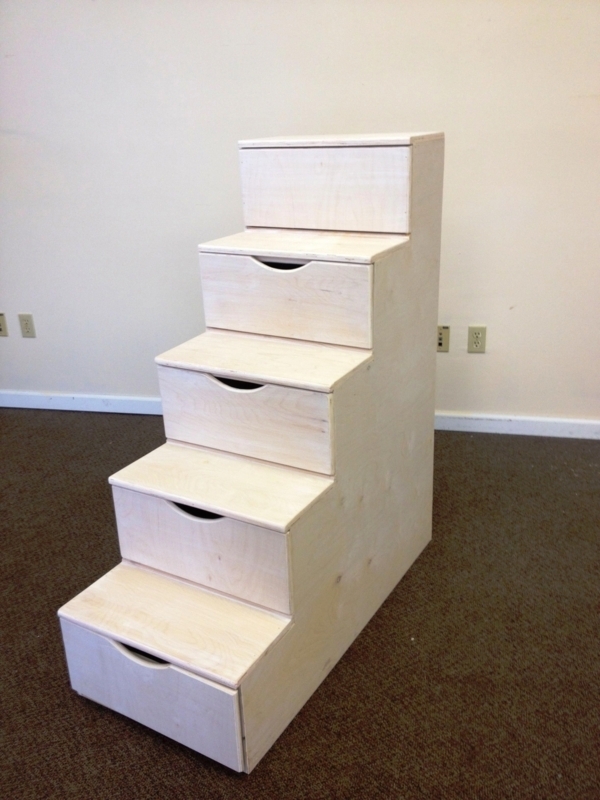 Bunk Bed Stairs Pale Wood Recessed Pulls Drawer Steps