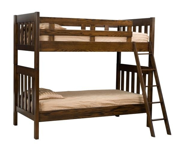 Bunk Bed Walnut Brown Mission Style with Slatted Guardrails