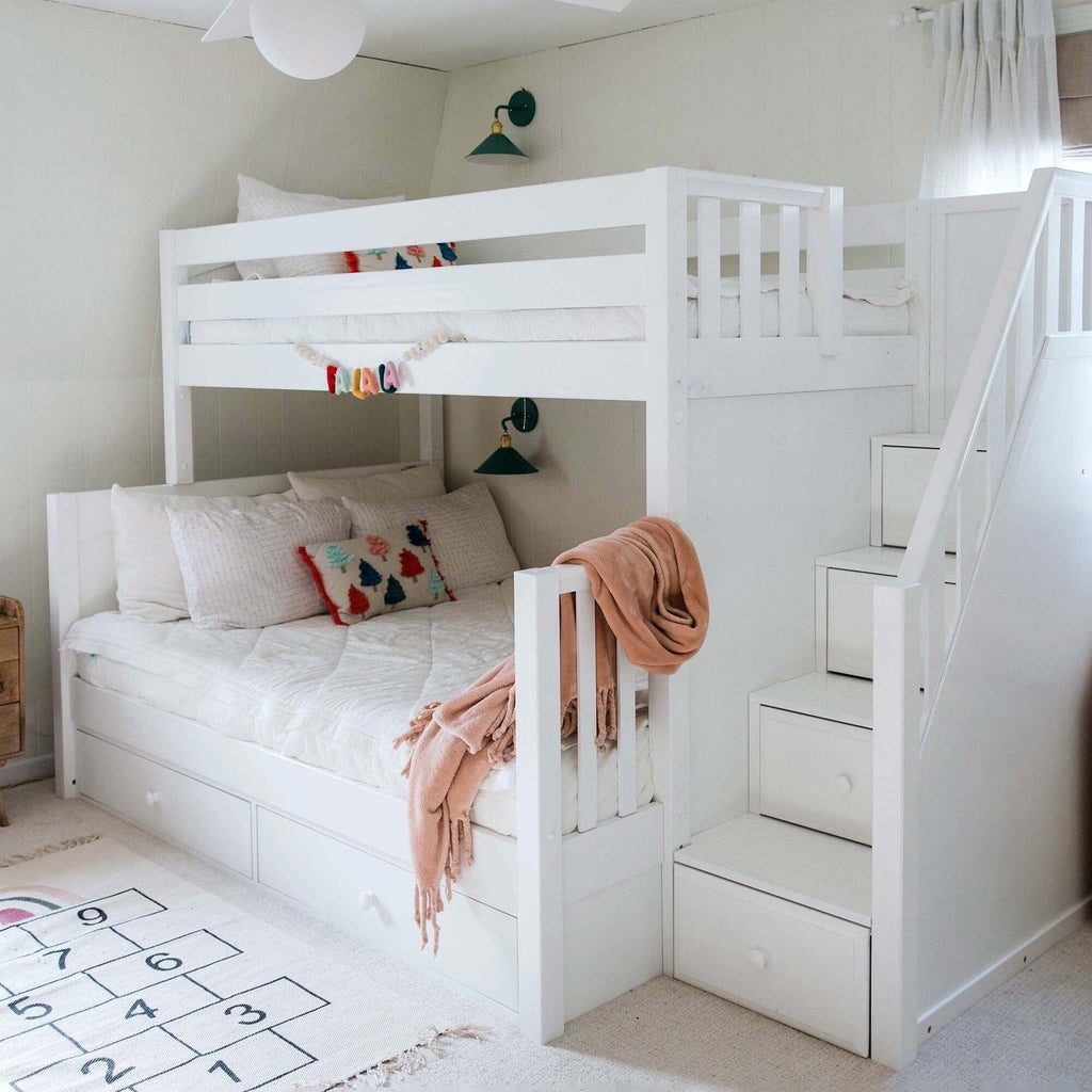 Bunk Bed White Finish with Under Bed Drawers Storage