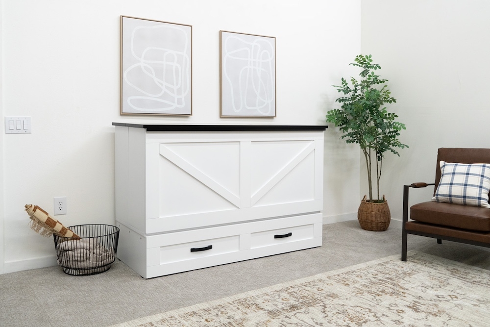 Cabinet Bed: Two Tone Barn Door Panels Modern Farmhouse Style