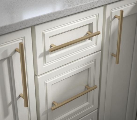 Cabinet Hardware Cylindrical Bar Pull White Cabinet Gold Accents