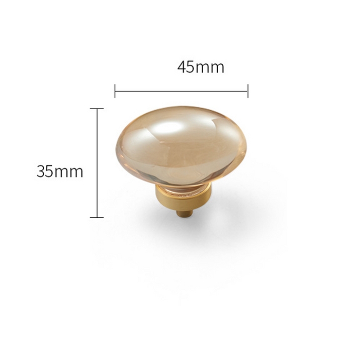 Cabinet Knob Amber Crystal Top Oval Glass Cupboard Furniture Pull