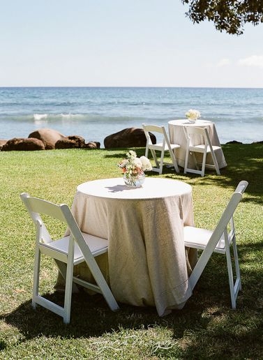 Cafe Table Set with Seaside Setting for Seaside Cocktail Hour
