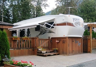 Camper Deck - Chestnut Wood Skirting and Planter Ideas