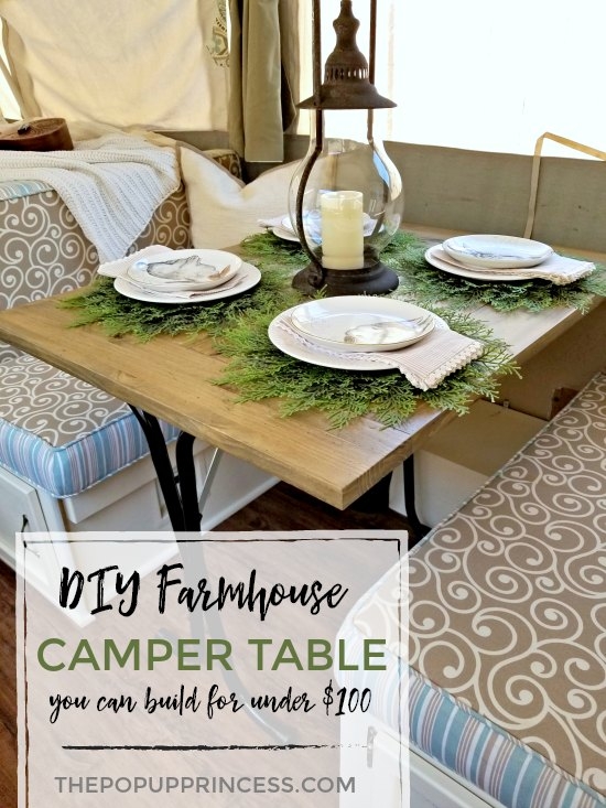 Camper Table: Plank Top Rustic Farmhouse Camper Booth Styling
