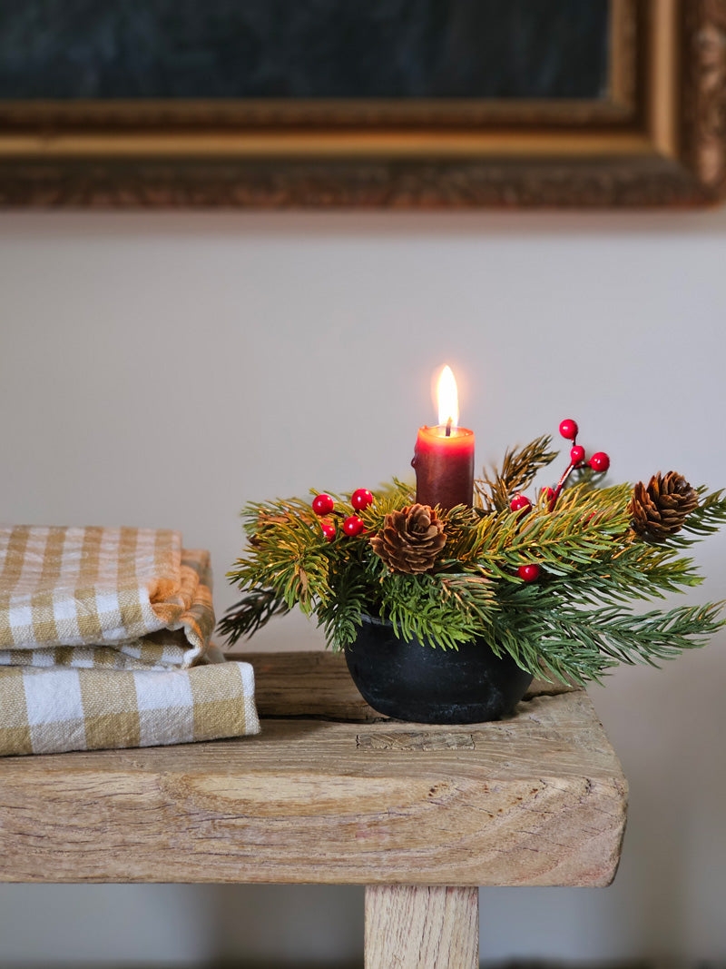 Candle Holder Blacksmith Metal Cup Spruce Ring Spruce Winter Decor
