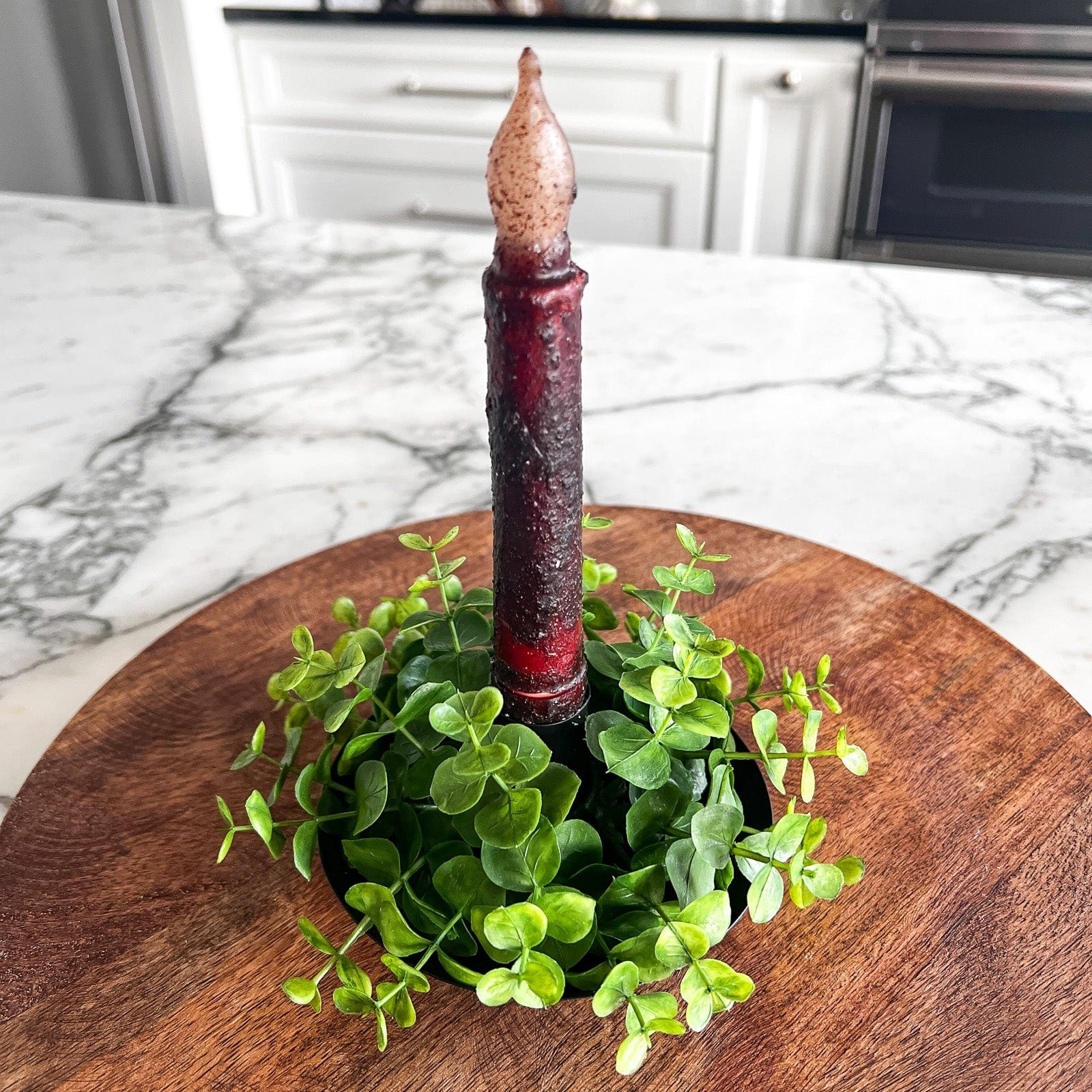 Candle Ring Faux Eucalyptus Leaves Small Diameter Foliage Ring