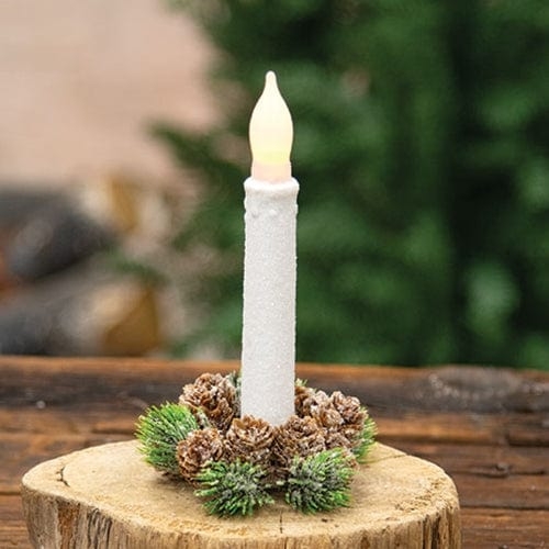 Candle Ring Icy Bristle Texture Mini Pinecones Icy Bristle Accent
