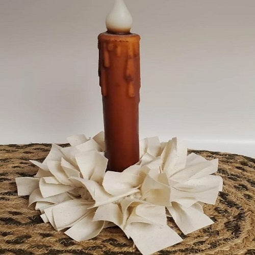 Candle Ring Muslin Rag Texture Rust Candle Primitive Rag Wreath