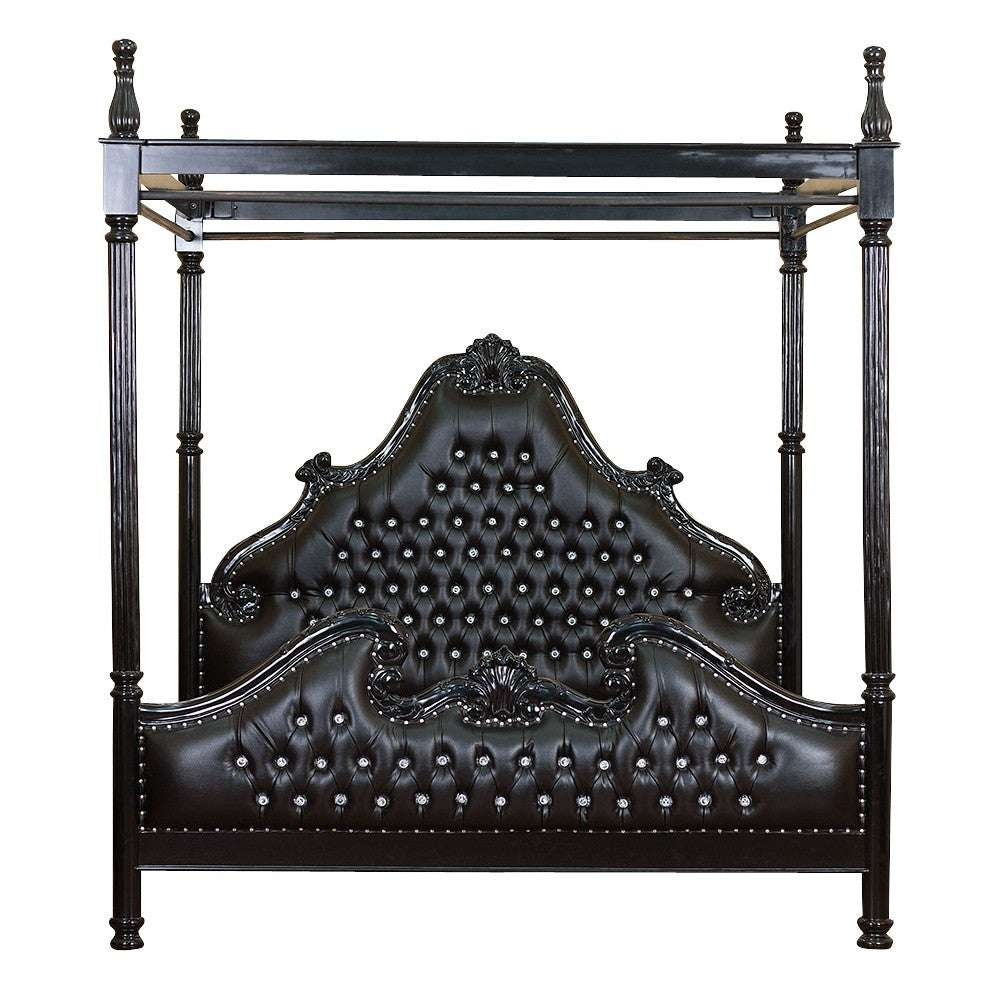 Canopy Bed: Black Gothic Canopy Bed with Crystals