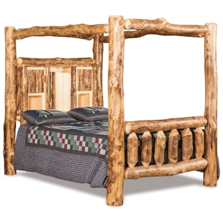 Canopy Bed Bookcase Headboard Rustic Natural Log
