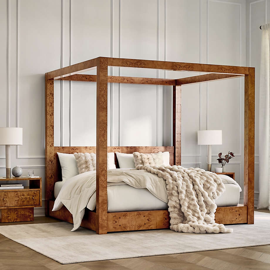 Canopy Bed Burl Wood Pattern Modern Mappa Burl