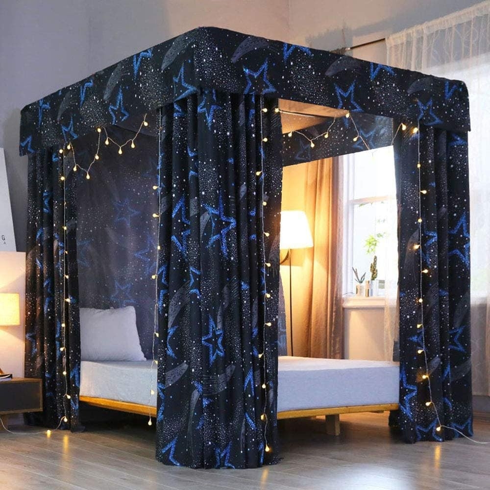 Canopy Bed Curtains having Galaxy Print for Star Bed Canopy