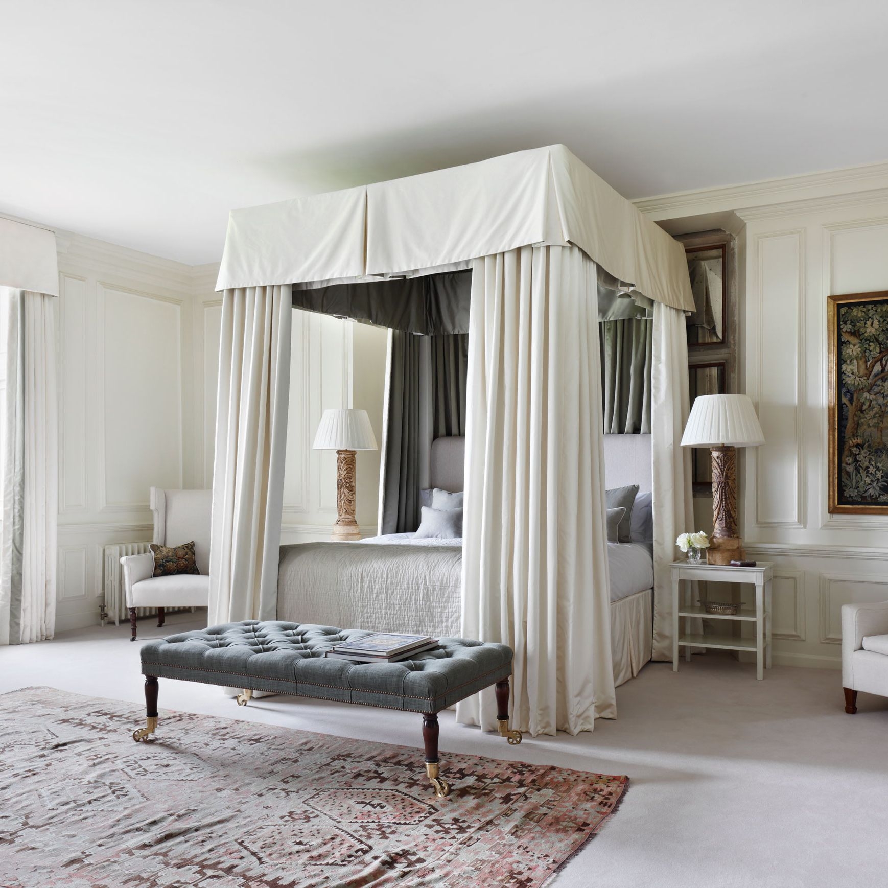 Canopy Bed featuring Fabric Enclosure and English Country