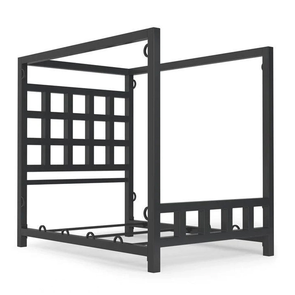 Canopy Bed: Industrial Grid Bed Frame in Matte Black