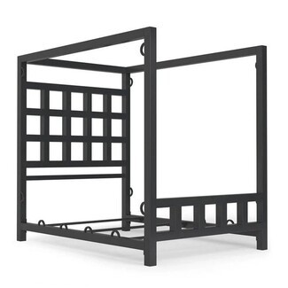 Canopy Bed: Industrial Grid Bed Frame in Matte Black