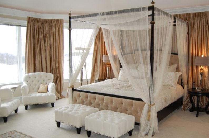 Canopy Bed showing Diamond Tufted Footboard and Luxury Ideas