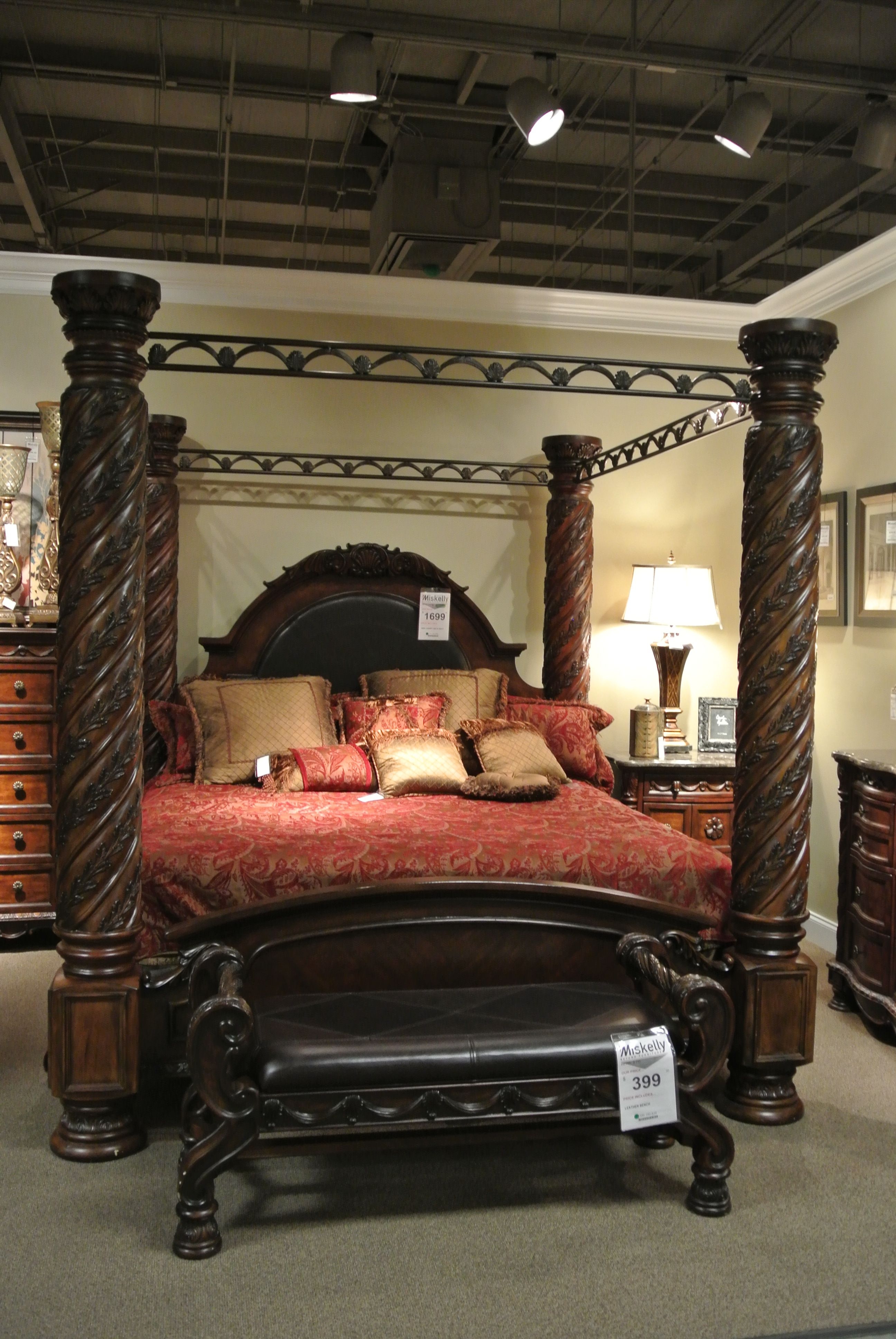 Canopy Bed Spiral Carved Posts Traditional Grand