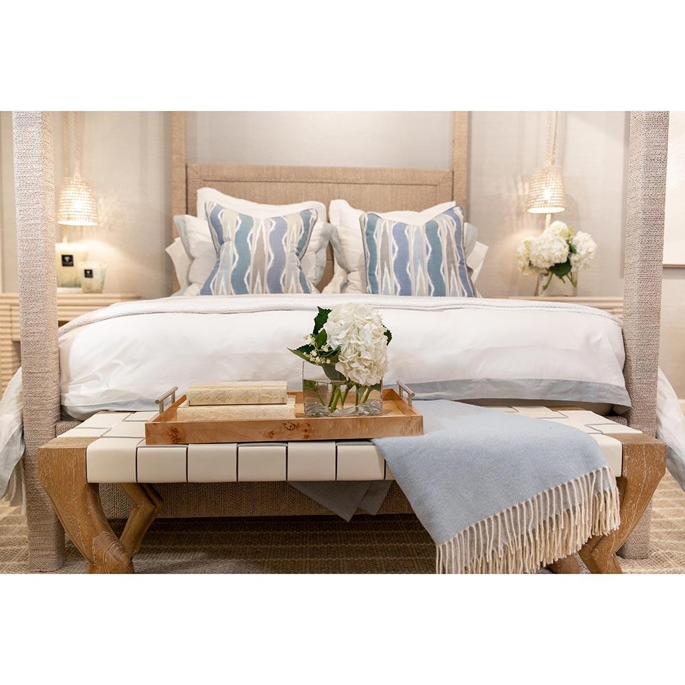 Canopy Bed with Seagrass Rope Wrapping and Natural Fiber Frame