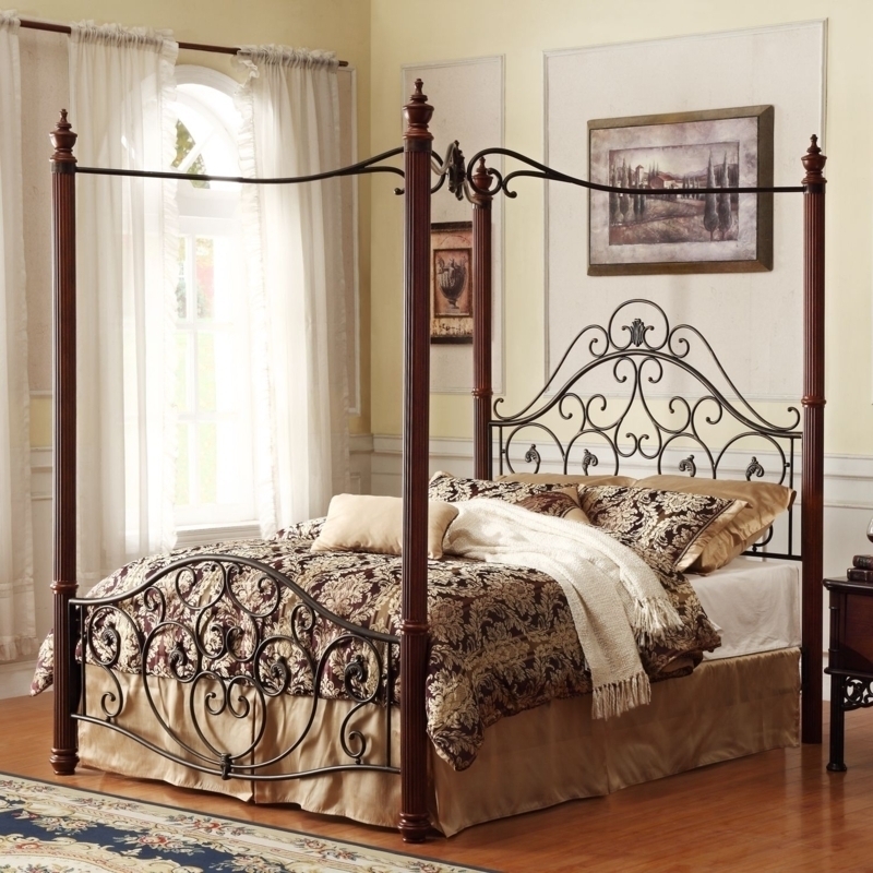 Canopy Bed Wrought Iron Scrollwork Romantic Poster