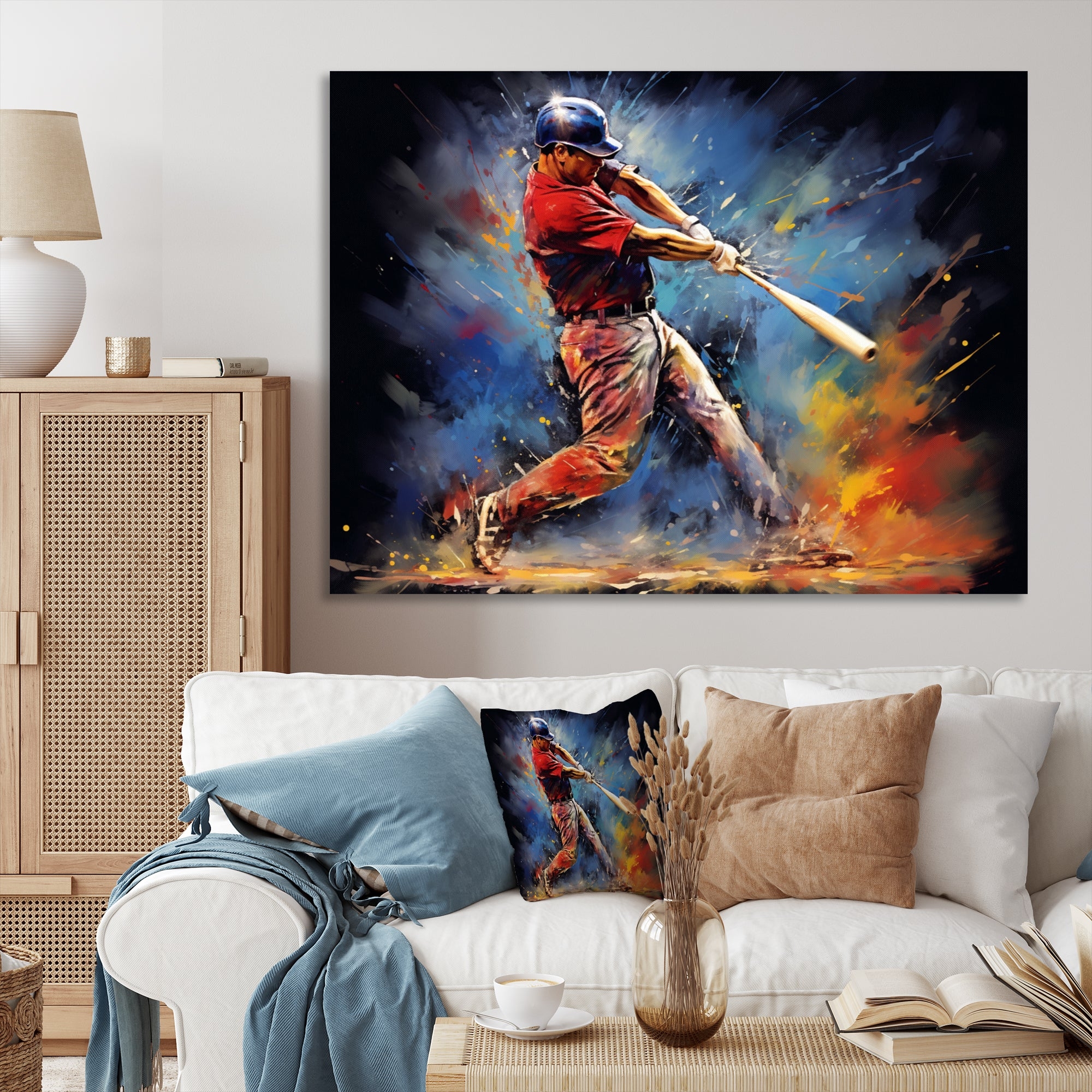Canvas Wall Art: Expressionist Multi-Color Cane Accents