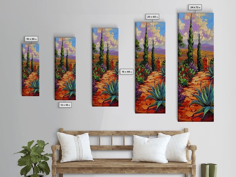 Canvas Wall Art: Tuscan Scenery Narrow Panoramic Oil Painting