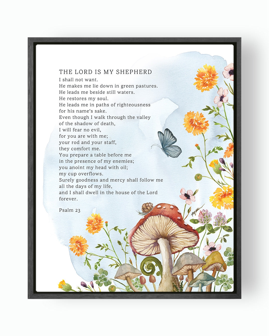 Canvas Wall Art Whimsical Mushroom Black Floater Frame