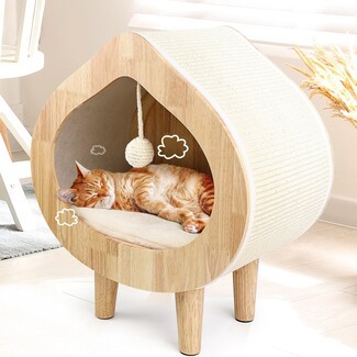 Cat Bed With Tapered Legs and Teardrop Shape Opening