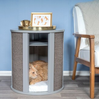 Cat End Table Grey Functionalist Pet Niche Sisal Sides