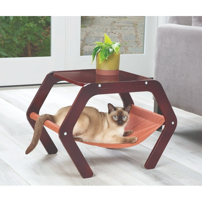 Cat End Table Suspended Hammock Mahogany Sled Legs