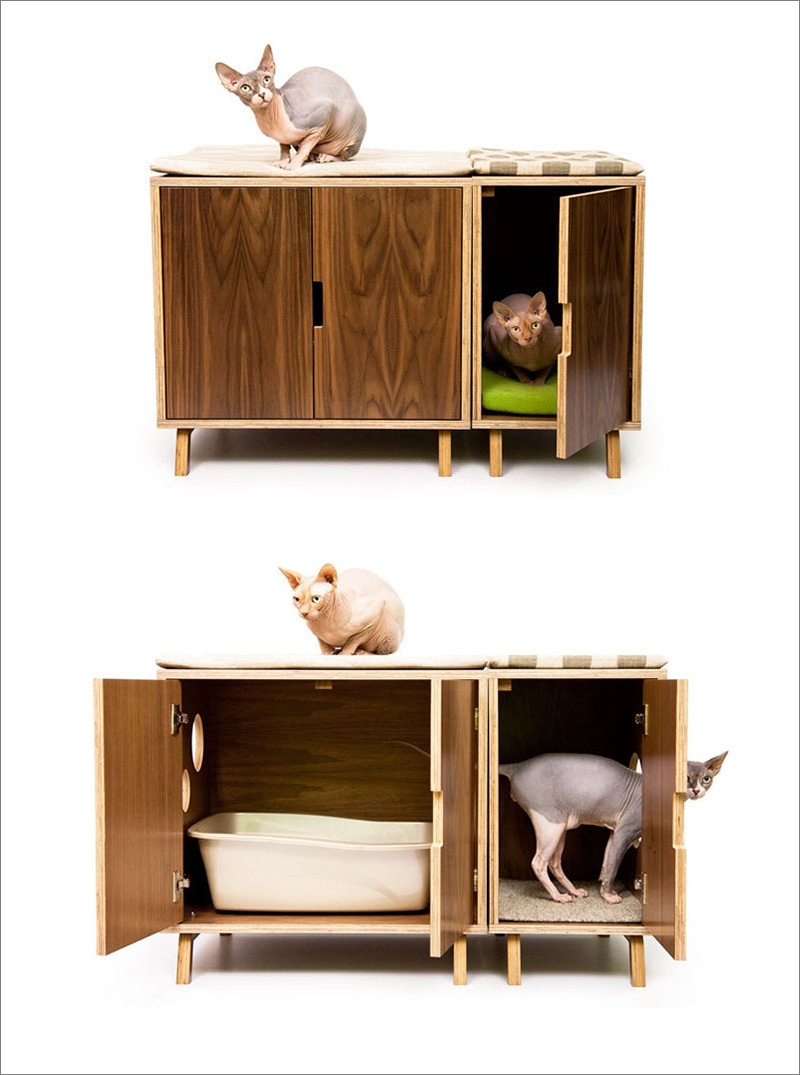 Cat Furniture Cabinet With Hidden Pet Storage Compartment