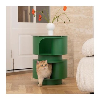 Cat House Side Table Stacked Cylinders Forest Green Bed