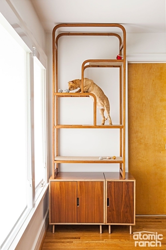 Cat Tree Cabinet With Bentwood Frame and Storage